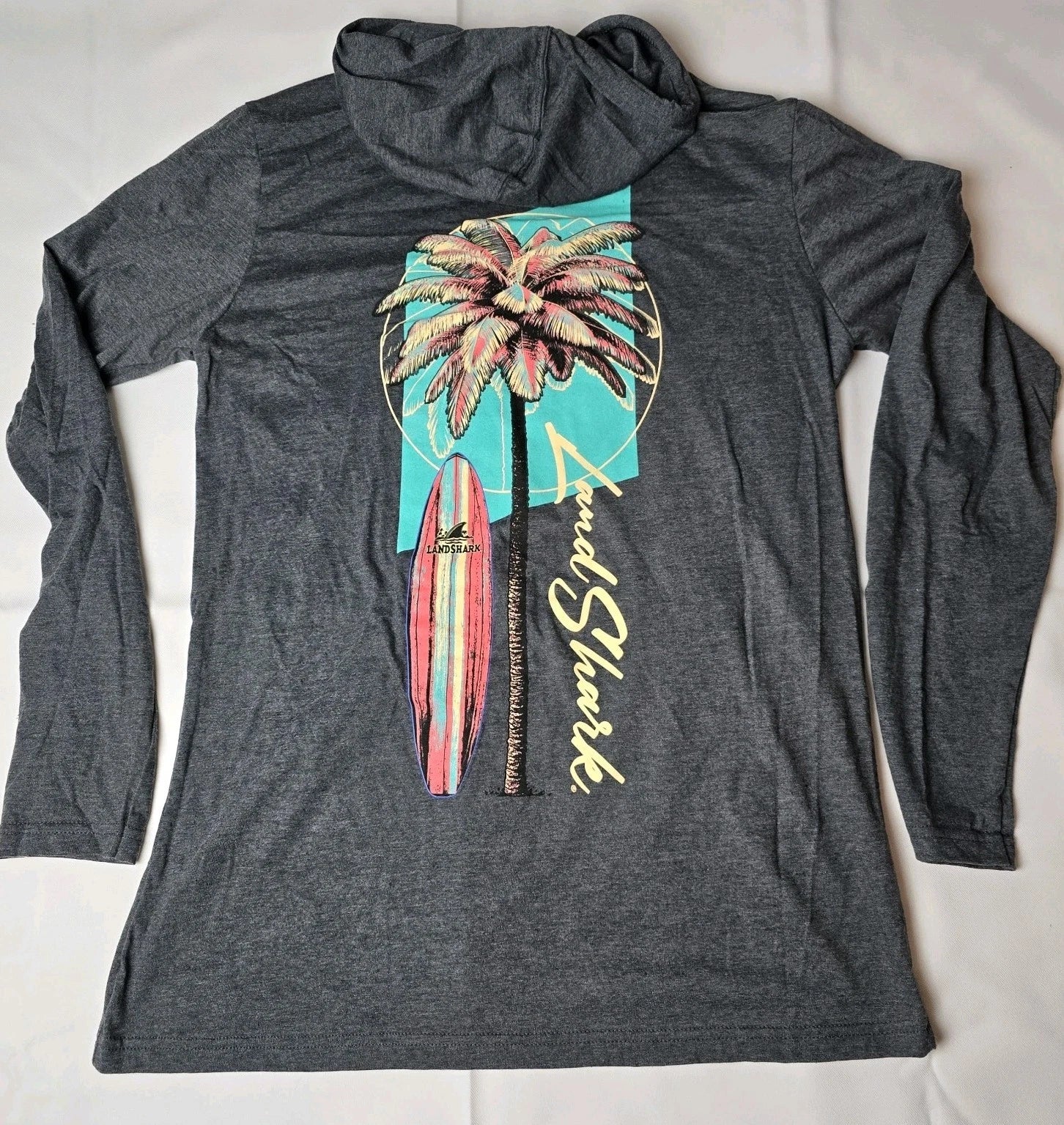 Jimmy Buffet Land Shark T-Shirt Hoodie Margaritaville XL  Lightweight Gray