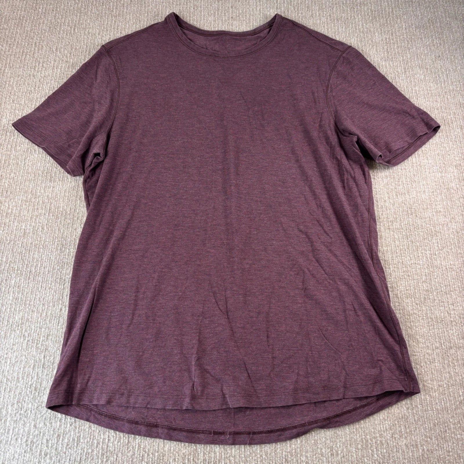 Lululemon Wine Red Cotton Short Sleeve Shirt Men's Size Large EUC