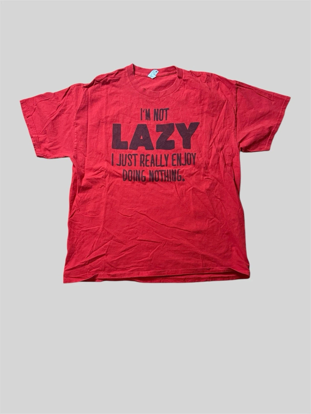 Gildan Heavyweight Preshrunk Cotton T-Shirt I’m Not Lazy Red XL Men’s