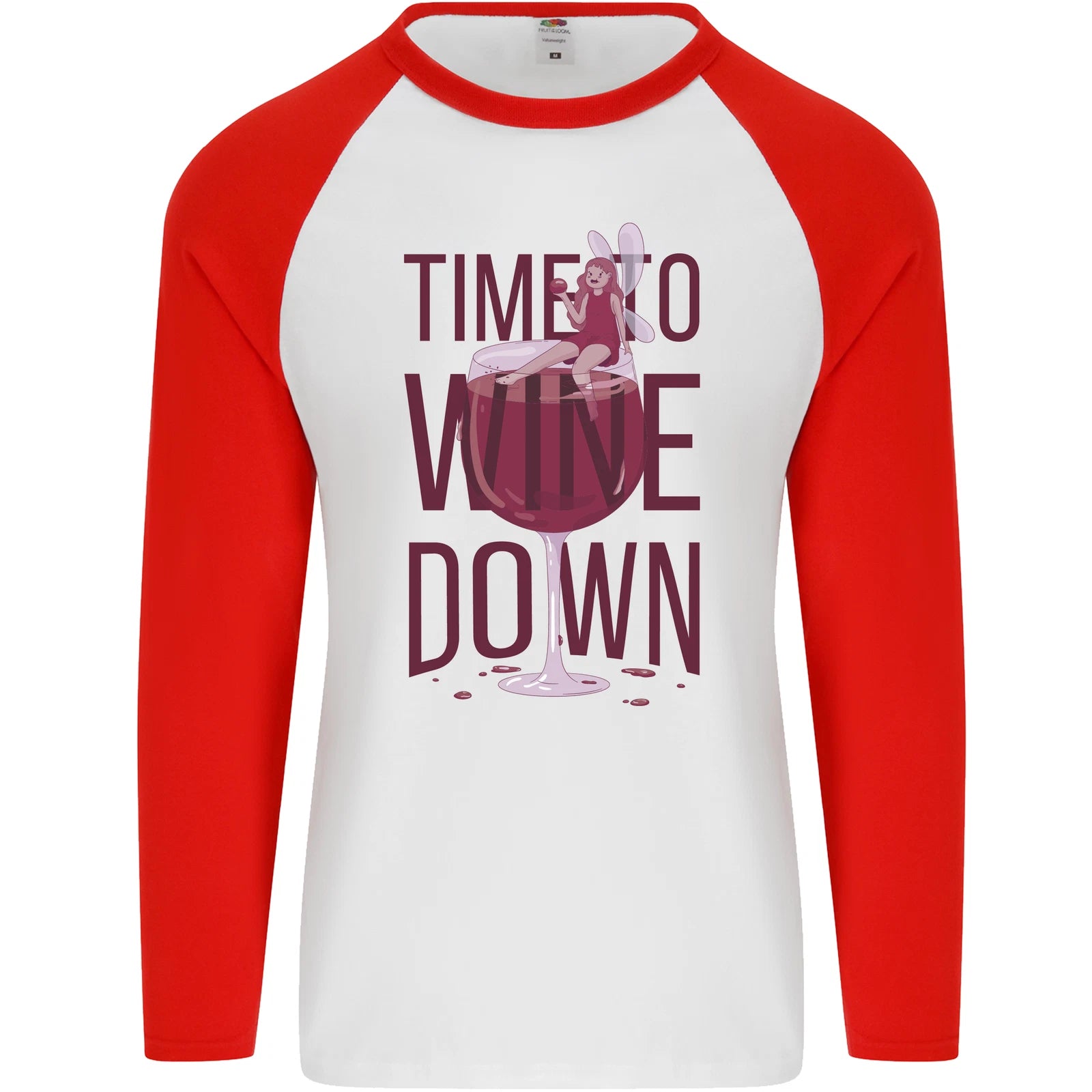 Time to Wine Down Funny Alcohol Mens L/S Baseball T-Shirt