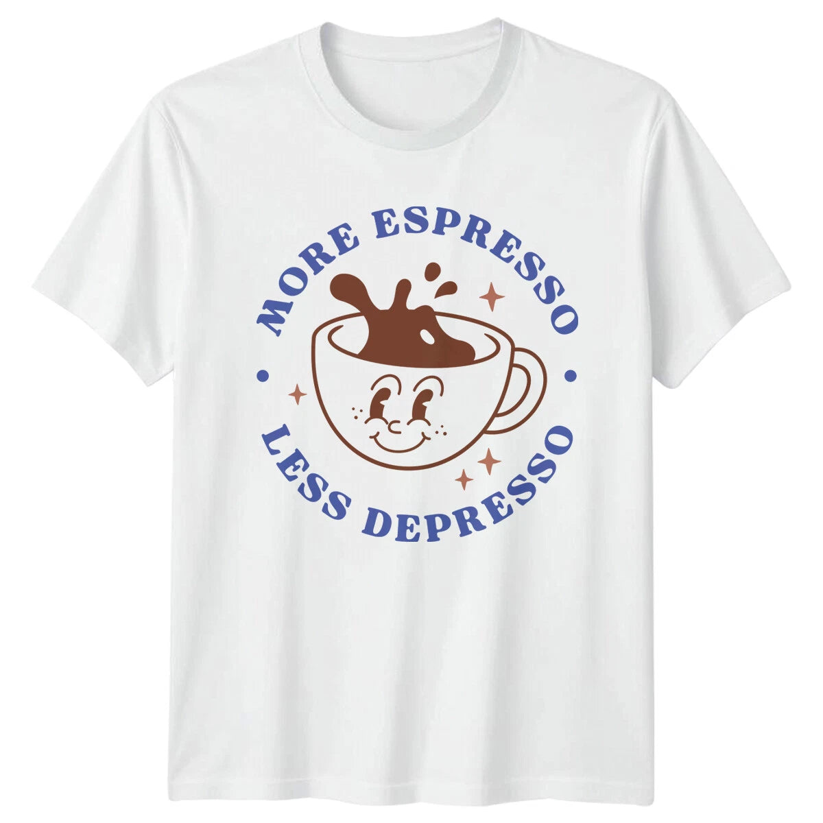 More Espresso Less Depresso T-Shirt Coffee Lover Graphic Tee