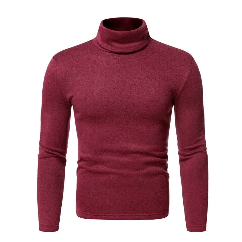 Mens Roll Neck Lightweight Jumper T-Shirt Turtle Funnel Long Sleeve Polo Tops