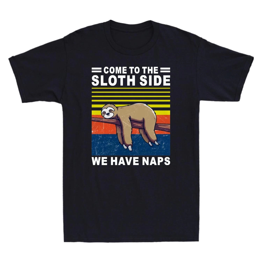 Come To The Sloth Side We Have Naps Lying Lazy Sloth Retro Vintage Men's T Shirt
