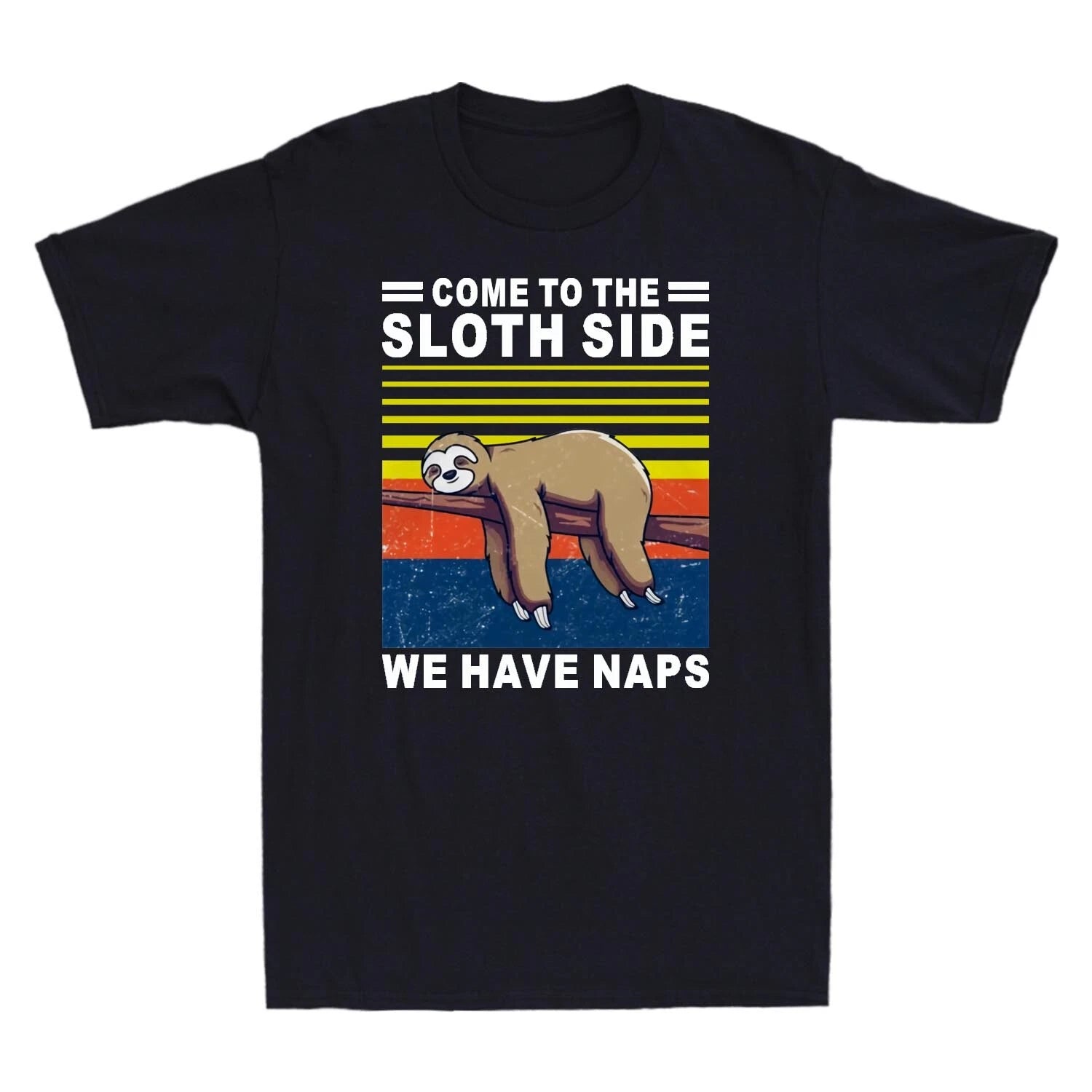 Come To The Sloth Side We Have Naps Lying Lazy Sloth Retro Vintage Men's T Shirt