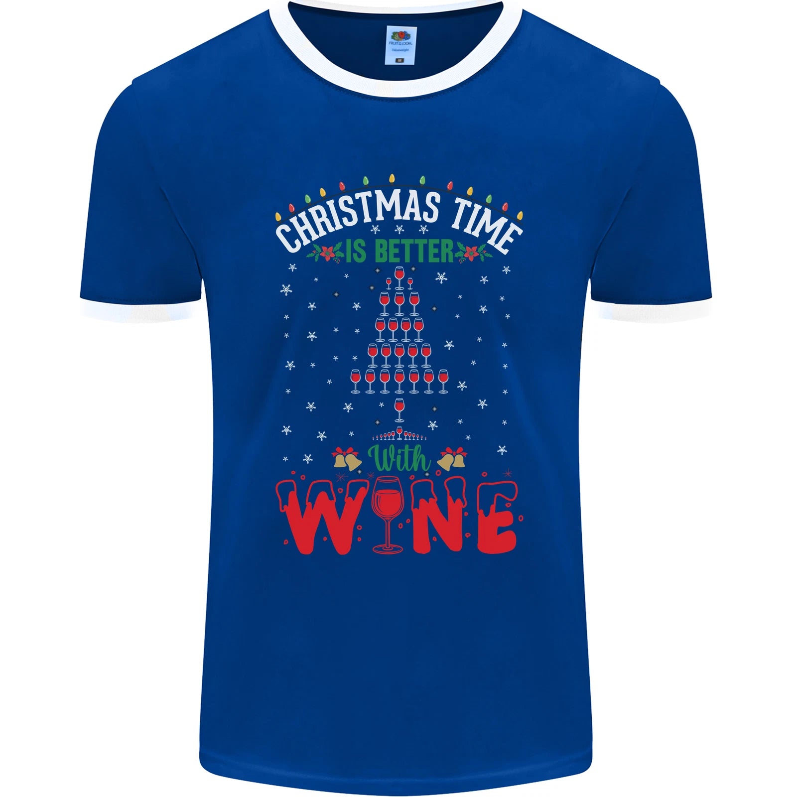 Christmas Better With Wine Funny Alcohol Mens Ringer T-Shirt FotL