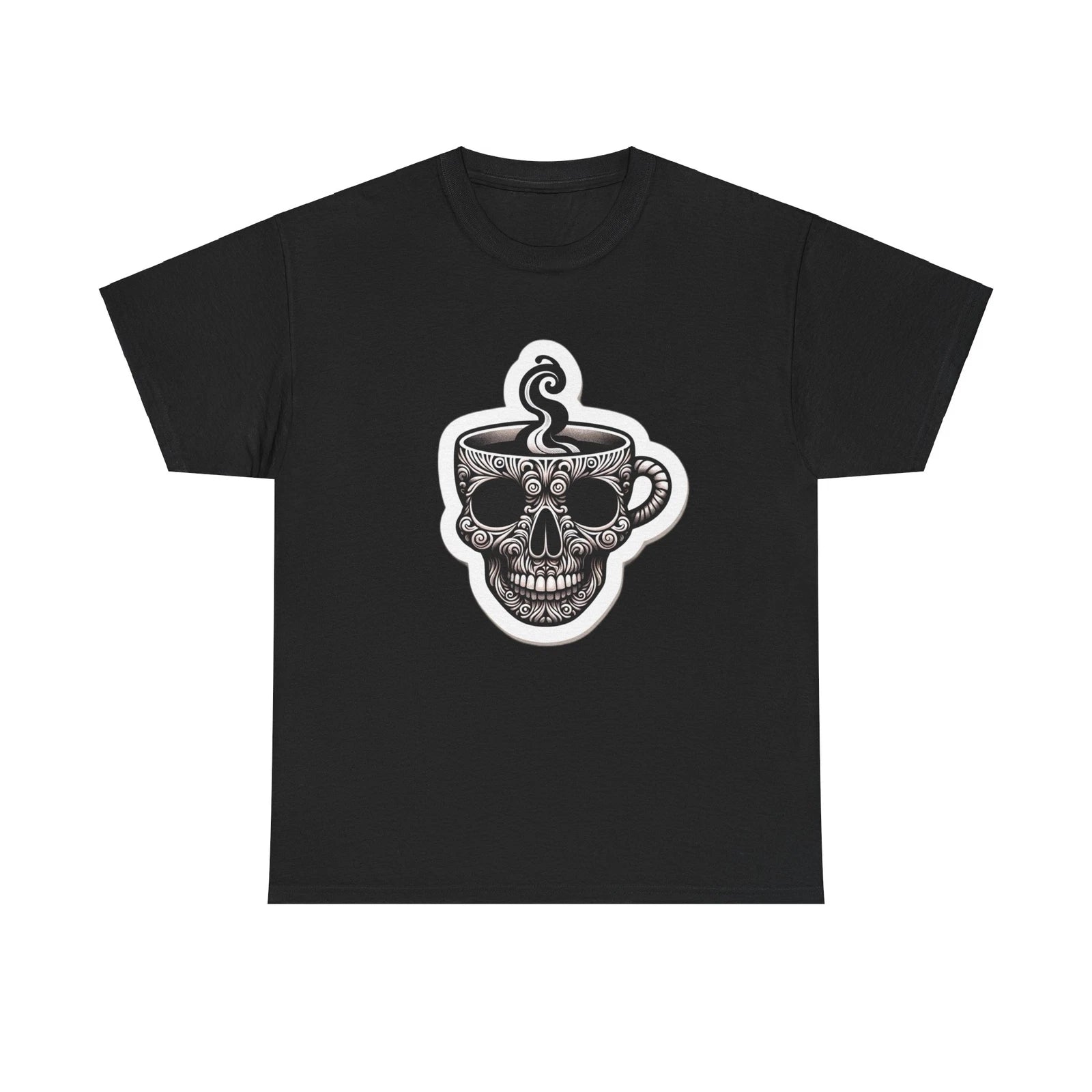 Unisex Adult T Shirt Skull Logo Coffee Mug Lover Barista New Adult Graphic Tee