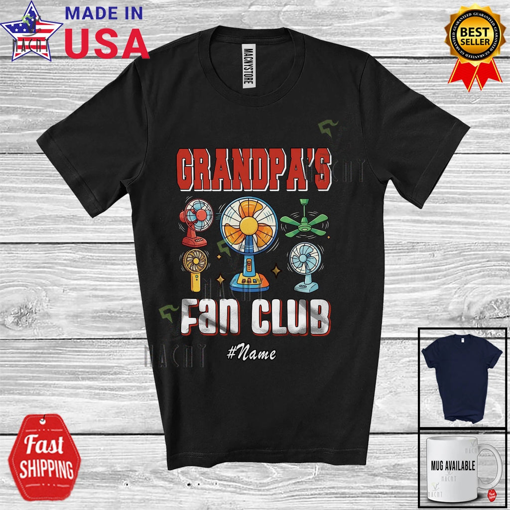 Custom Name Grandpa's Fan; Father's Day Electrician Dad Jokes Family Shirt