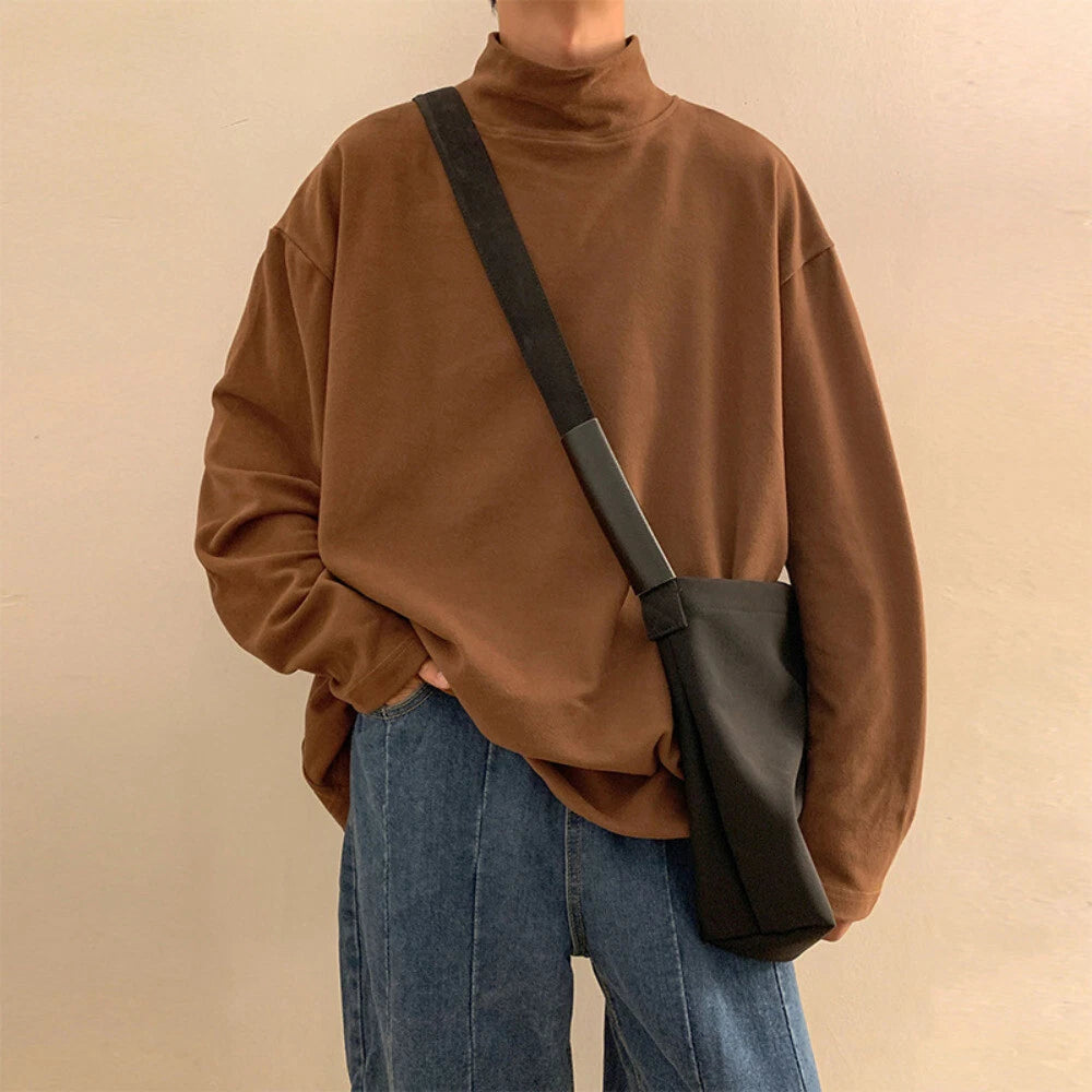 Thermal Men Shirts High Neck T-shirts Tops Blouse Warm Winter Basic Casual