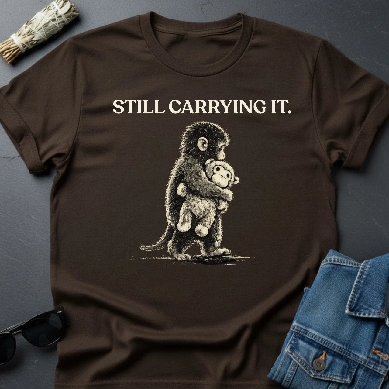 Still Carrying It T-Shirt - Japanese Snow Monkey Graphic Tee - Youniverses