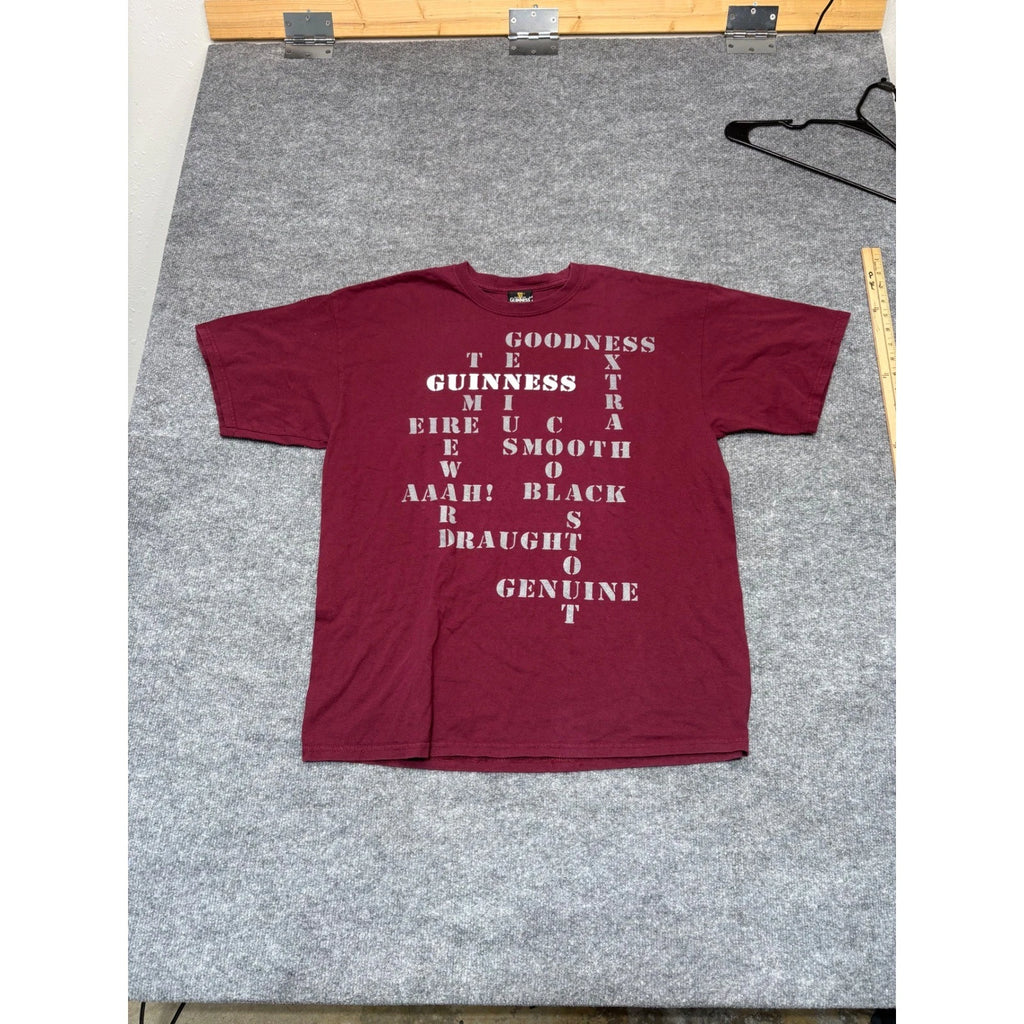 Guinness Beer T-Shirt Mens XL Maroon Burgundy Goodness Graphic Tee Cotton