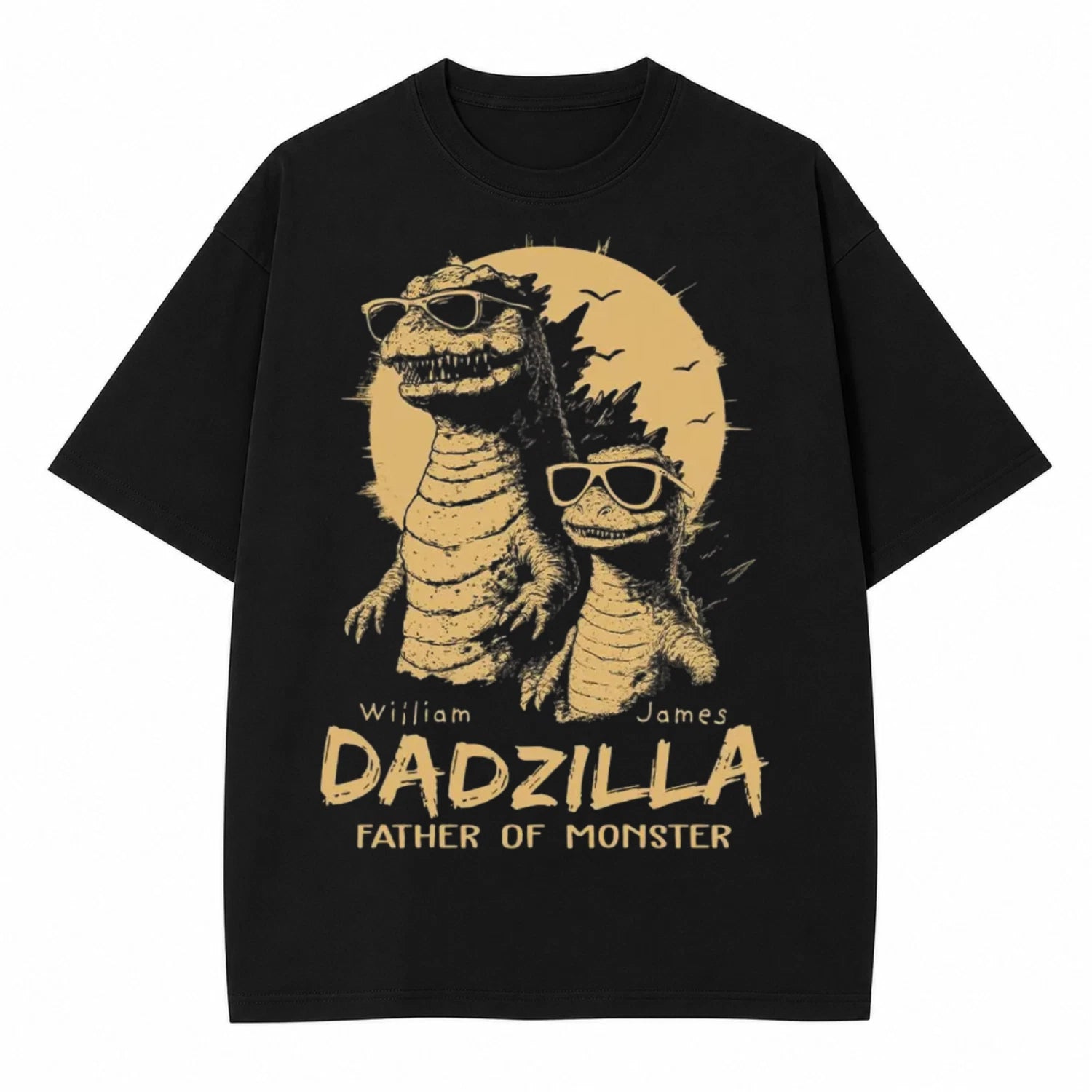 Personalized Dadzilla Father’s Day T-Shirt Funny Dinosaur Dad Tee All Size S-4XL
