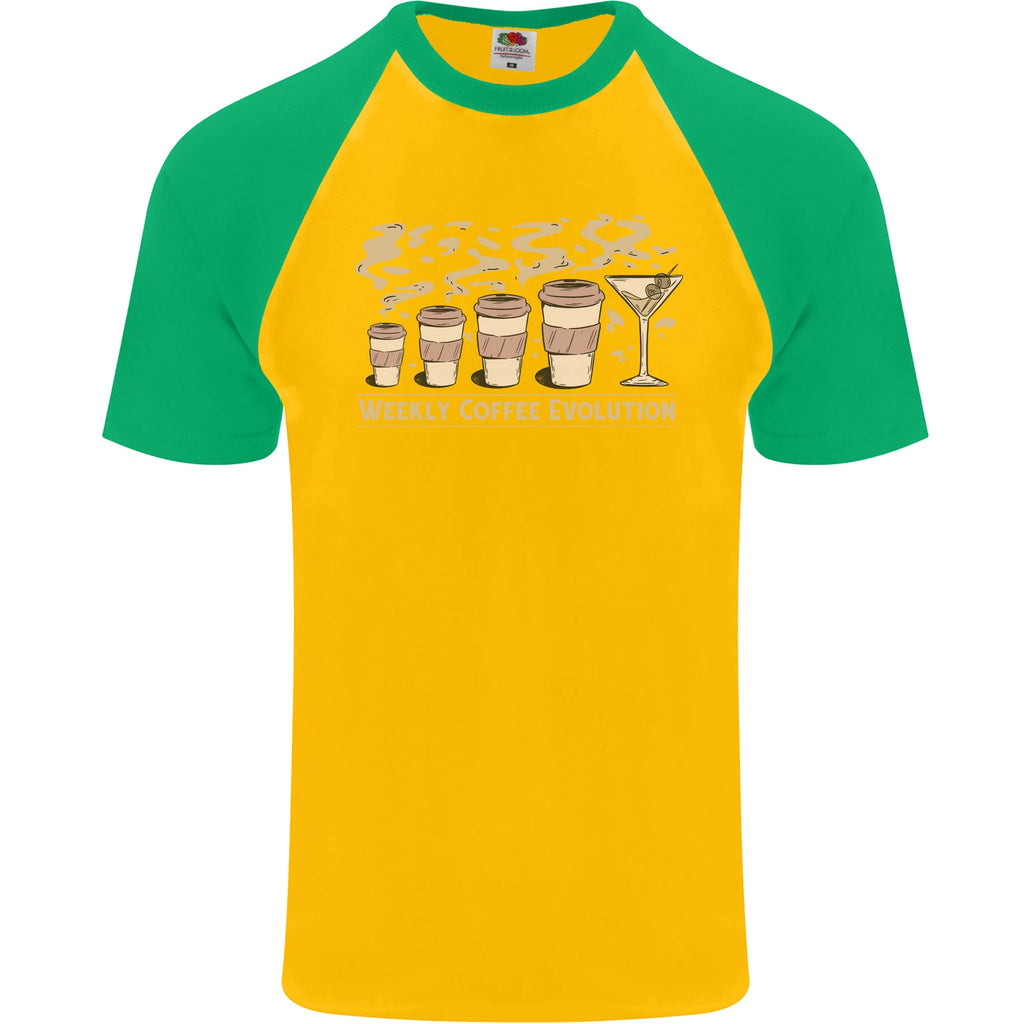 Weekly Coffee To Alcohol Evolution Wine Mens S/S Baseball T-Shirt
