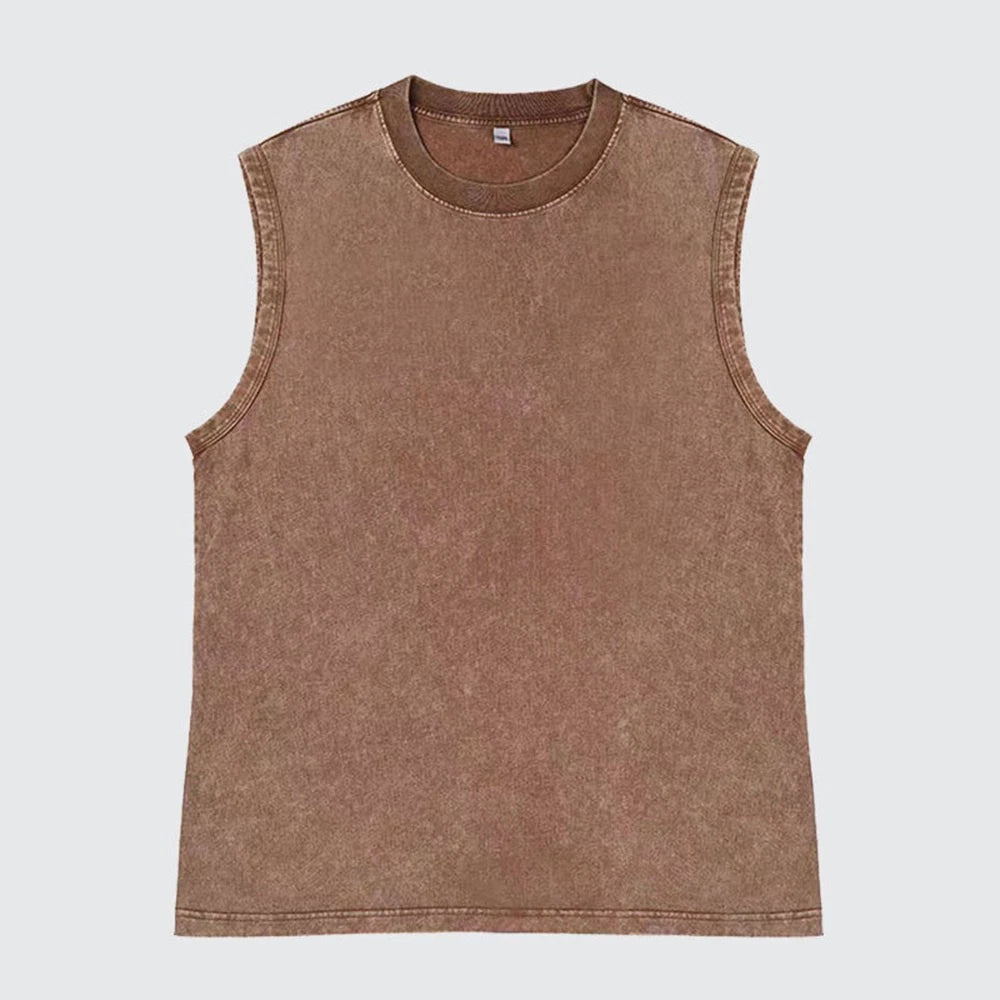 Pullover Vest Sleeveless T-Shirt Tank Tops Teevintage Washed Casual Sports @
