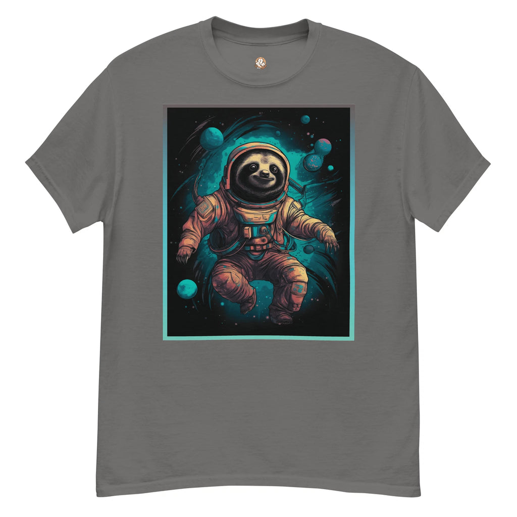 Live With Laughter Novelty Graphic T-Shirt - Astrosloth (Charcoal Gray)