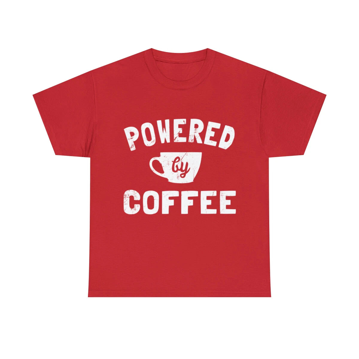 Powered By Coffee Funny Graphic Tee Shirt, S-5XL