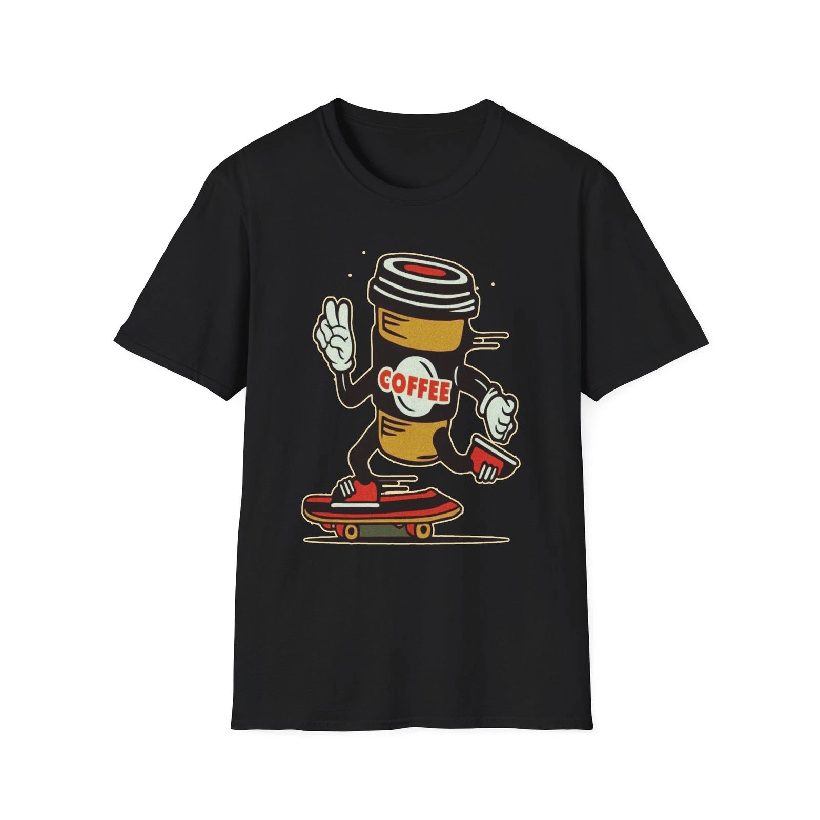 Skateboarding Coffee T-Shirt, Funny Coffee Lover's Tee, Unisex Gift