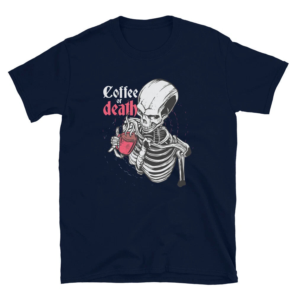 Coffee Skeleton Coffee Or Death Classic Style T-Shirt