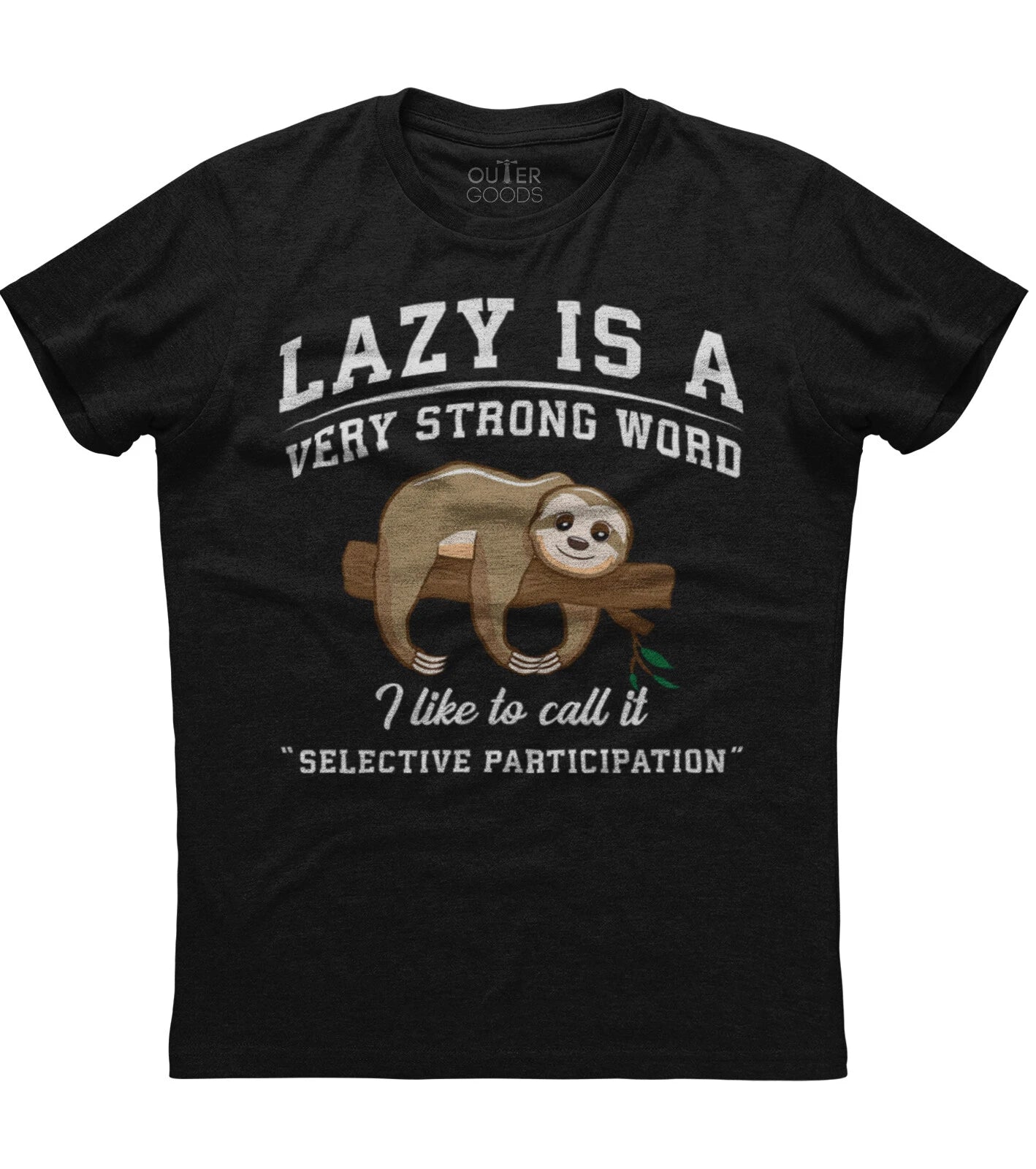 Lazy Is A Very Strong Word Sloth Panda Unisexs Short Sleeve Cotton Black T-shirt