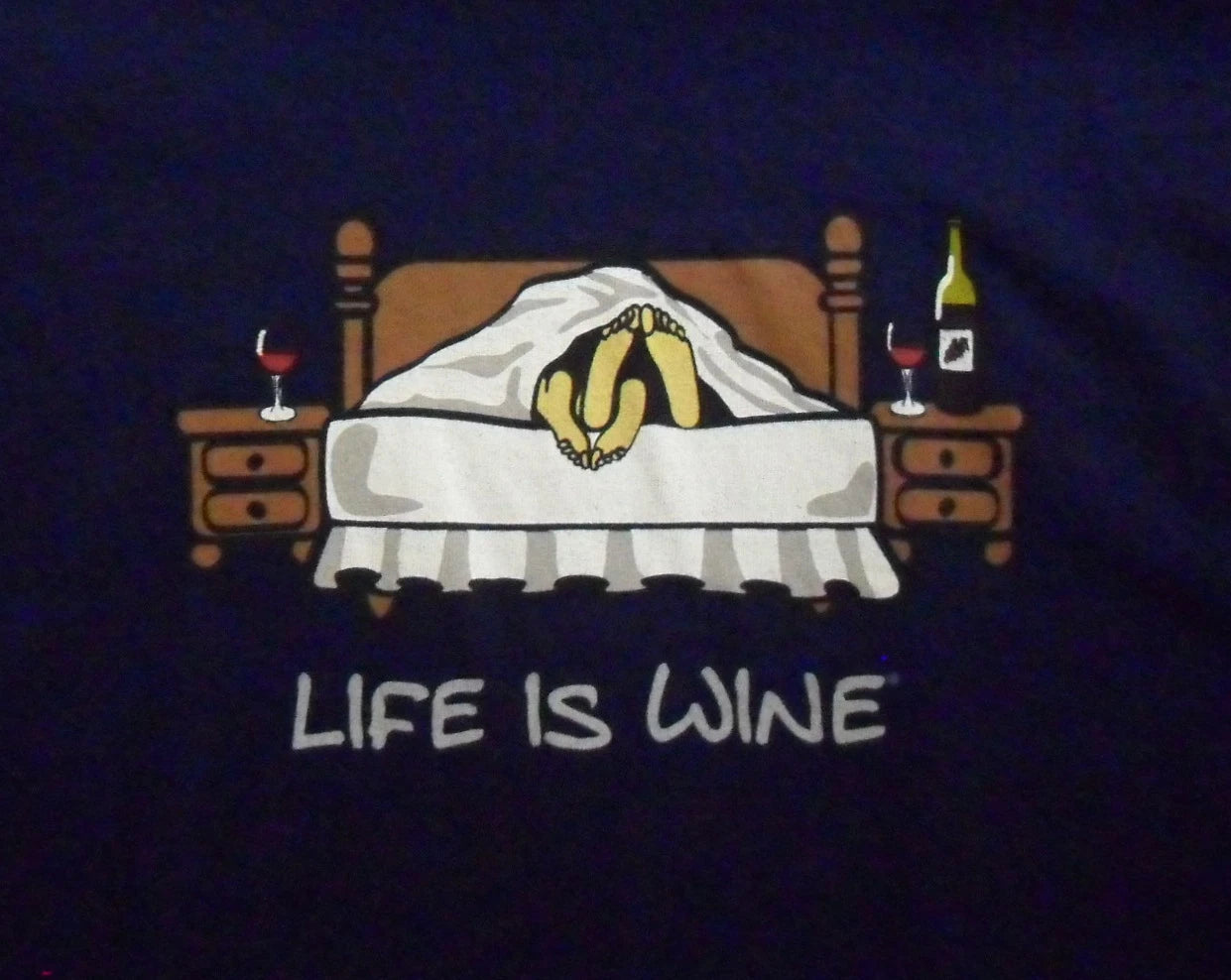 WINE IN BED Adult T-shirt Life Is Wine Shirt by The Mountain New