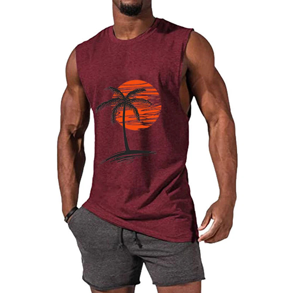 Tank Top Vest Beach Tees Sleeveless Top Blouse Print Loose Breathable Fashi ↲