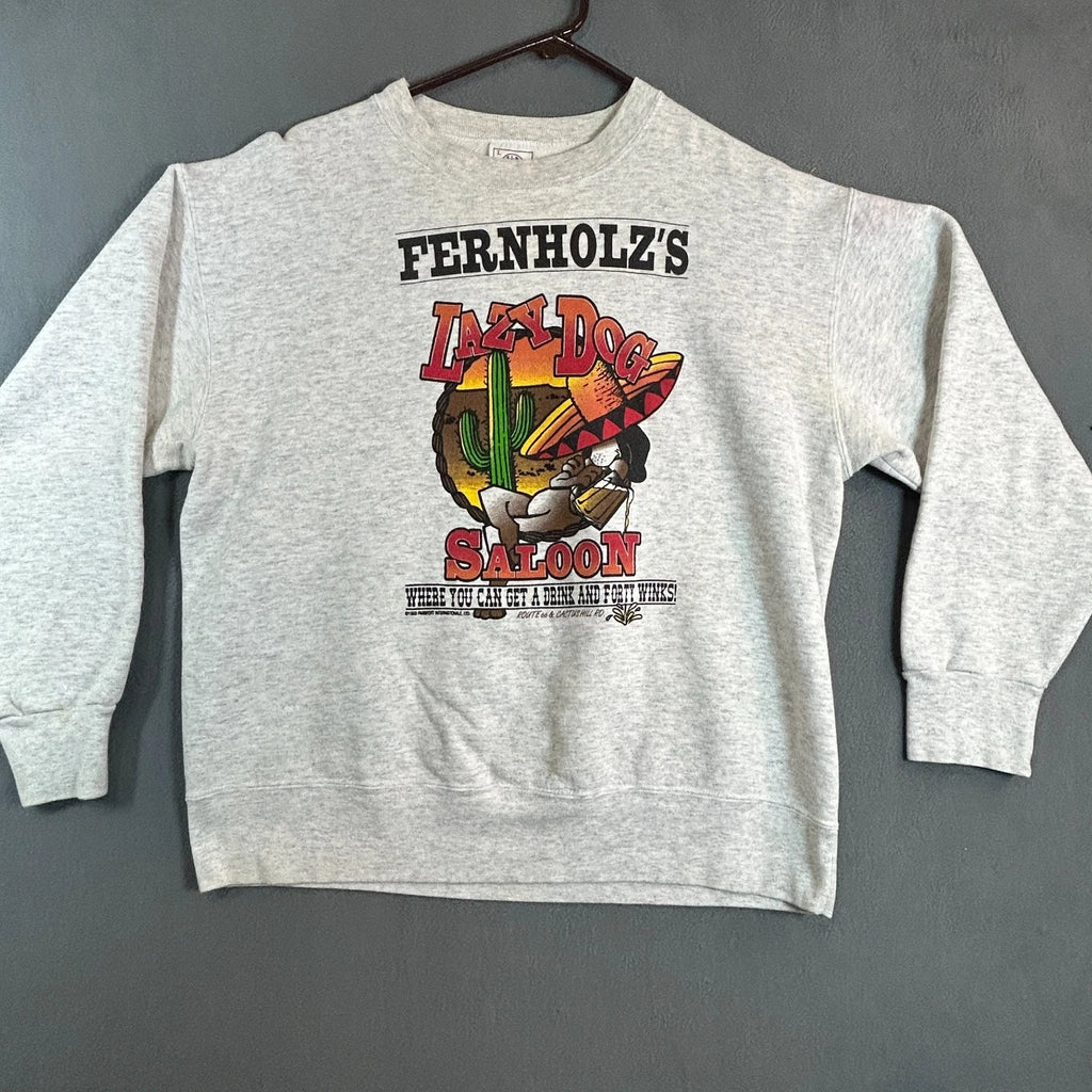Vintage Delta Lazy Dog Saloon Mens L Gray Shirt Made in USA Route 66 Souvenir