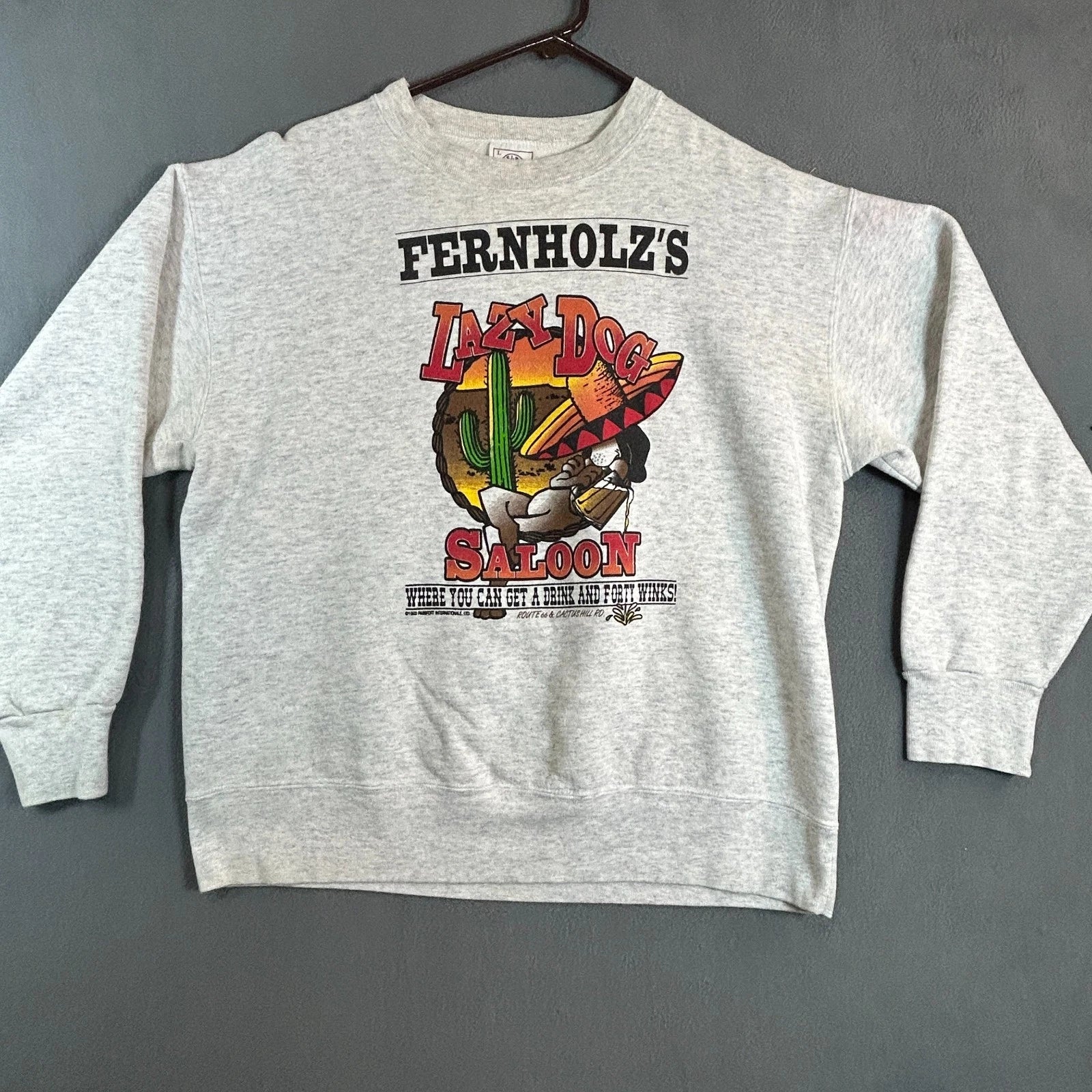 Vintage Delta Lazy Dog Saloon Mens L Gray Shirt Made in USA Route 66 Souvenir