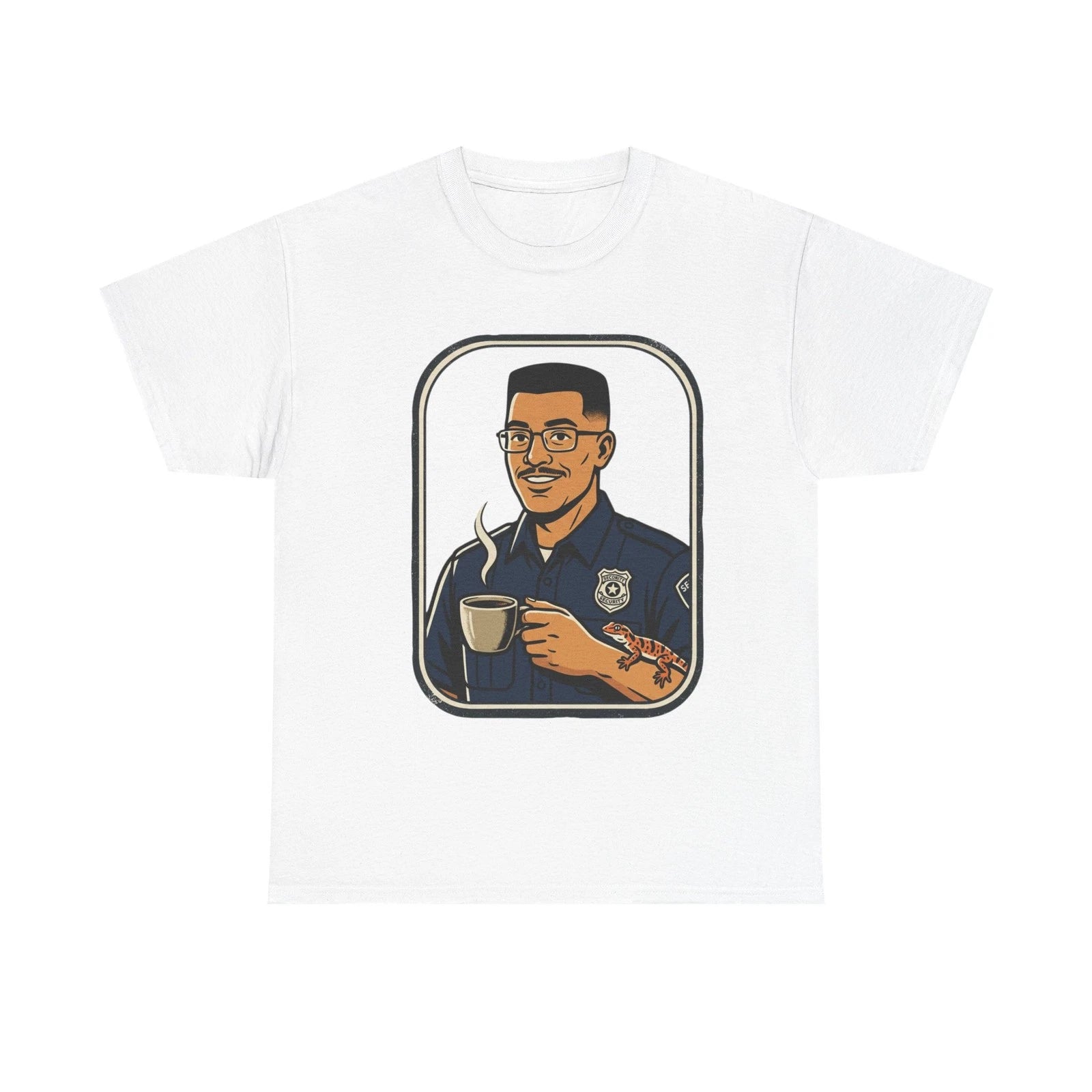 Coffee Cop Tee | Police Officer Illustration, Smiling Badge