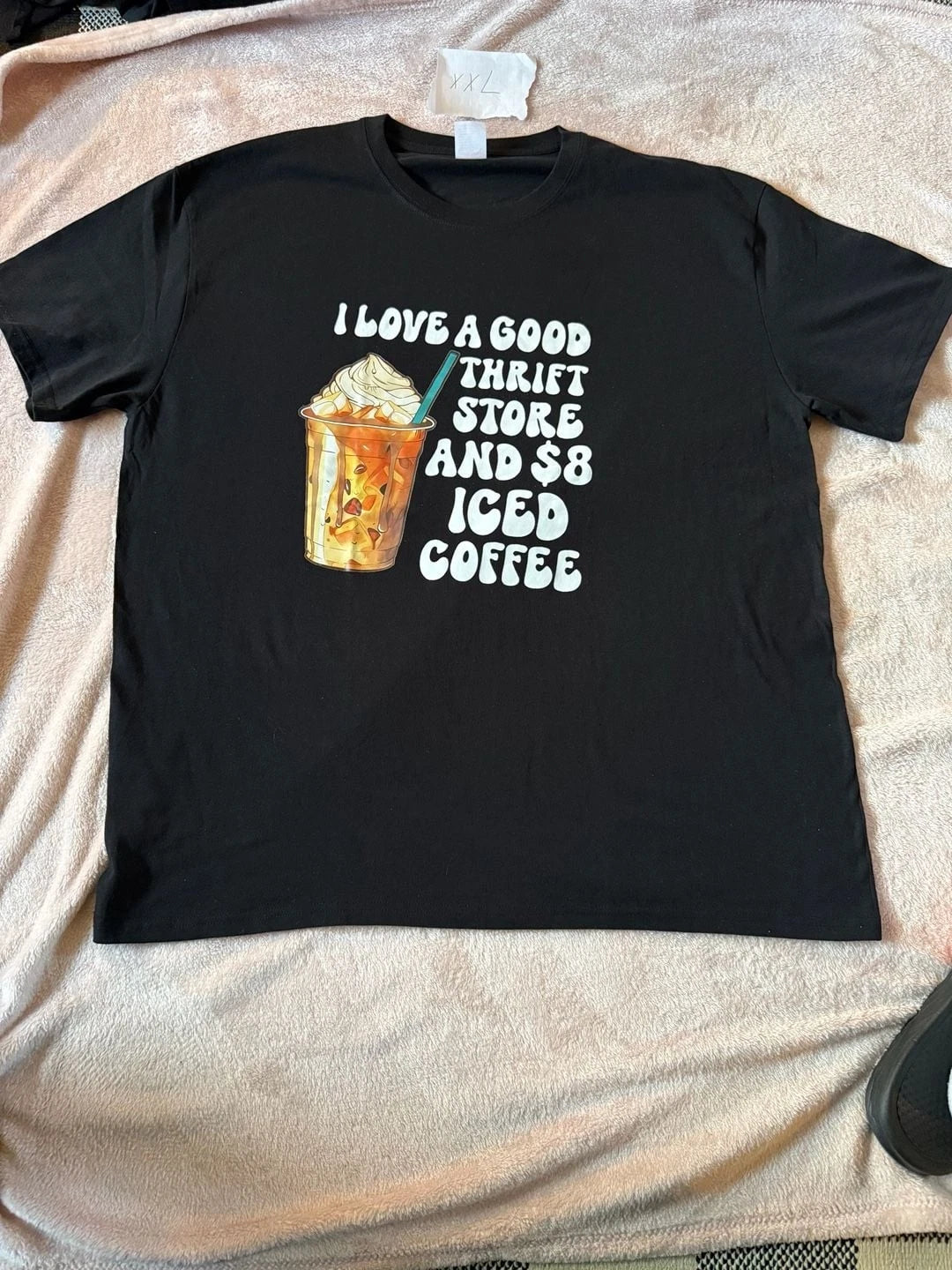 I Love A Good Thrift Store And $8 Iced Coffee Graphic T-Shirt