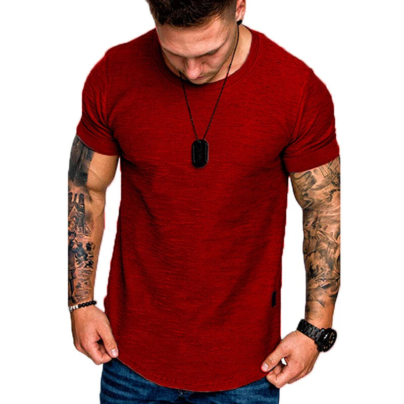 Men Pullover Summer T-Shirt Vintage Tops Tees Round Neck Sports Gym Shirt S и