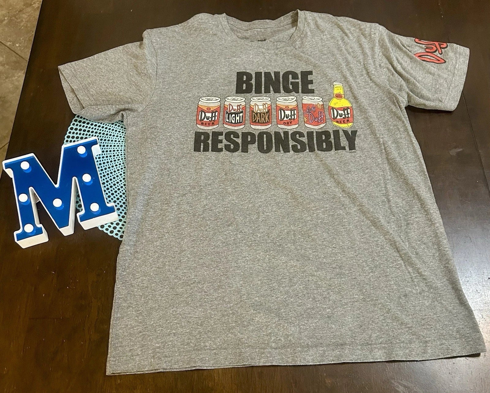 The Simpsons “Binge Responsibly” Men's Gray T-shirt Size: Large