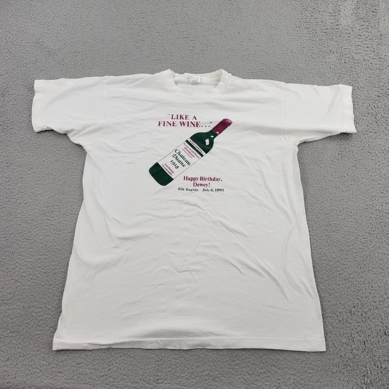 Like A Fine Wine Shirt Mens XL Graphic 1995 Happy Birthday Dewey USA Michigan