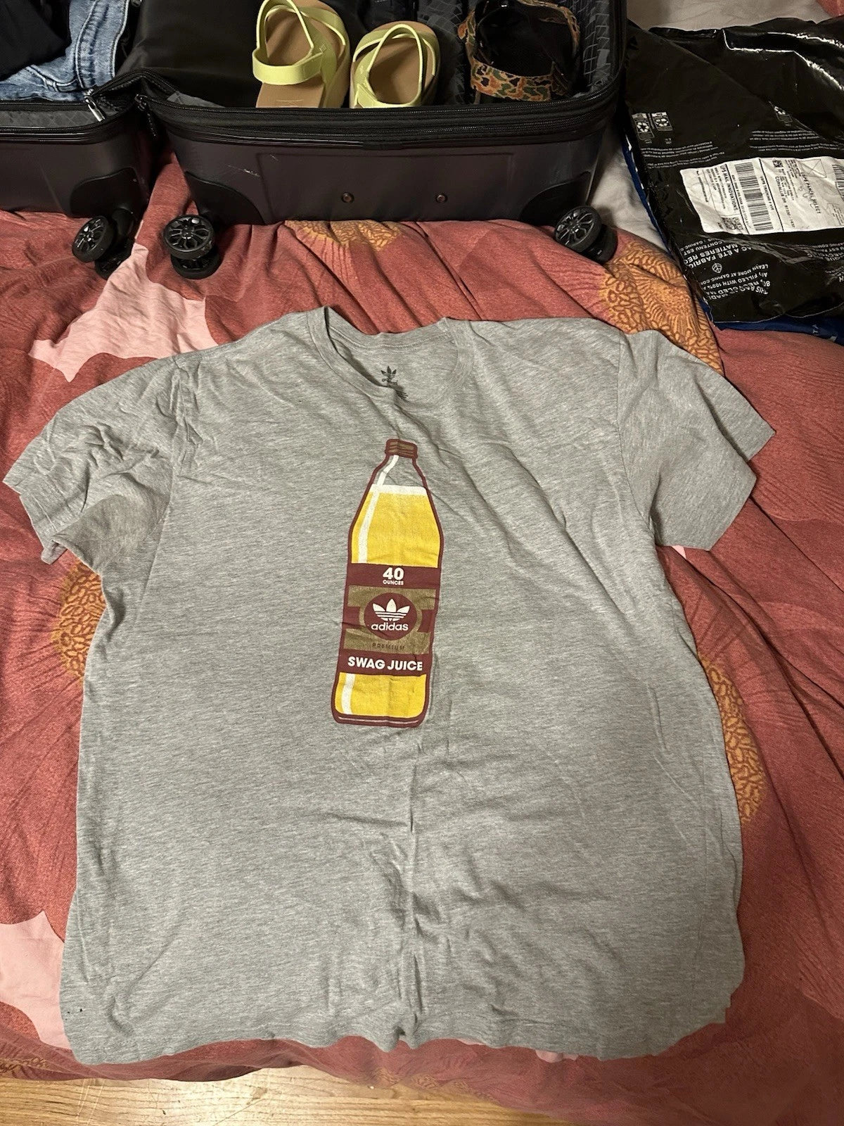 Adidas 40oz Swag Juice T Shirt Men’s L Gray Sports Beer Party Running NYC Y2K