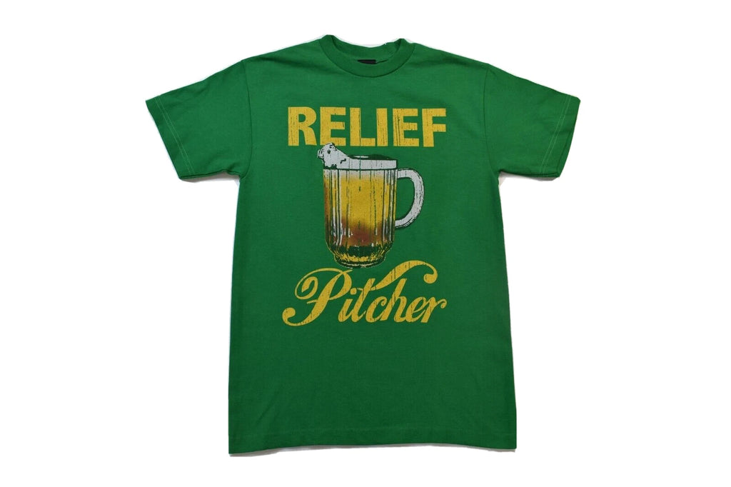 Mad Engine Mens Relief Pitcher Beer Graphic Funny Green Shirt New S, L