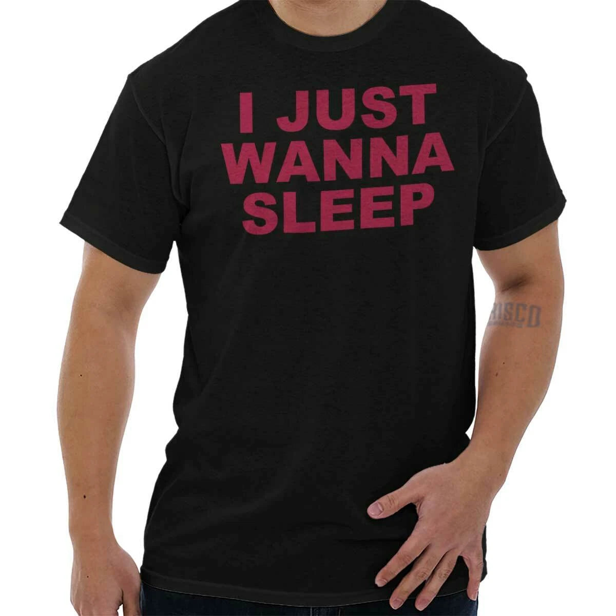 Funny Sarcastic Lazy Joke I Just Wanna Sleep Womens Graphic Crewneck T Shirt Tee
