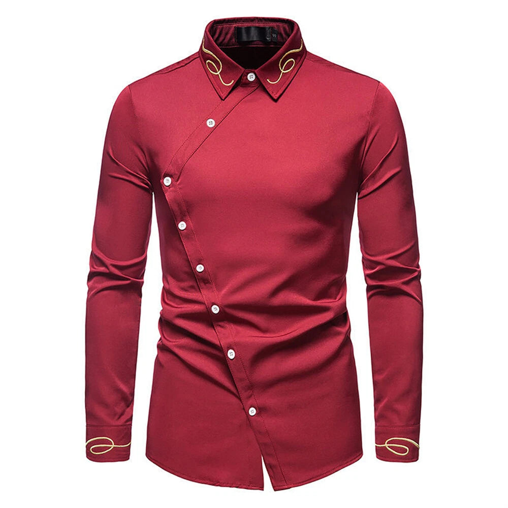 Men's Business Shirt Casual Slim Shirts Long Sleeve Button Down Tops Blouse