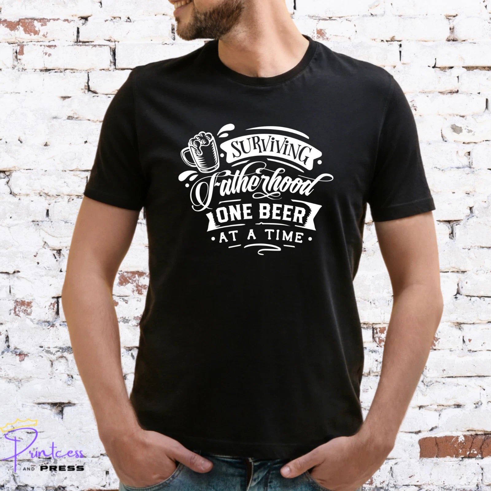 FATHERHOOD ONE BEER AT A TIME T-SHIRT, Gift for him, XMAS, Various colour prints