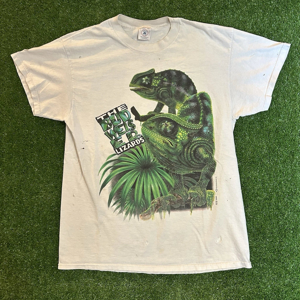 Vintage 90s Budweiser Lizard Tshirt Large Faded Retro Beer Grunge 1997 Large