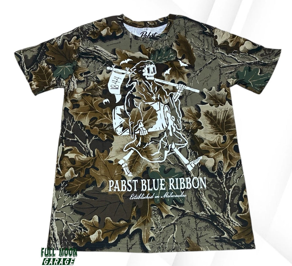 New Pabst Blue Ribbon Beer Camo Mens Vintage Classic T-Shirt