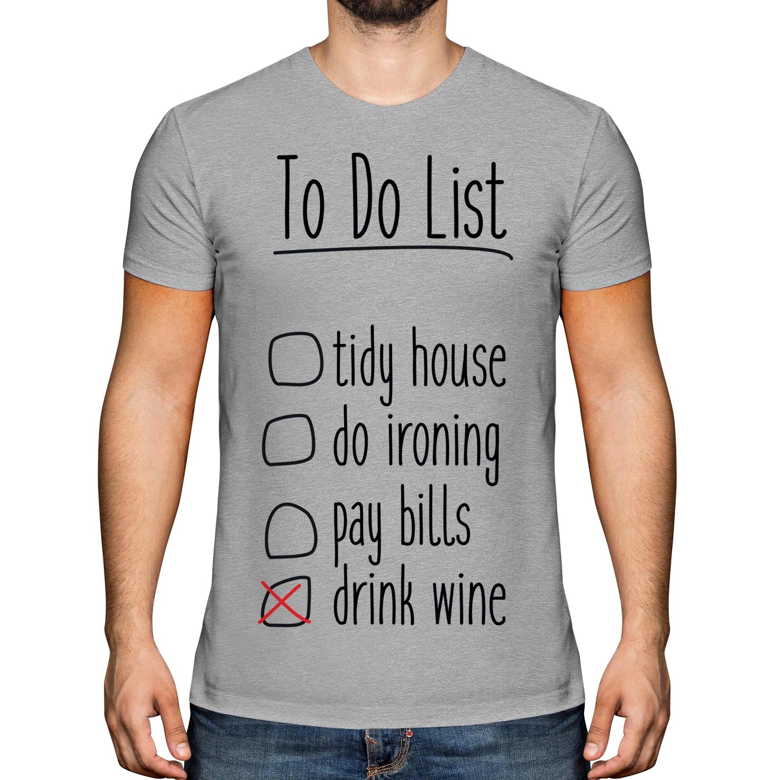 TO DO LIST .. DRINK WINE MENS T-SHIRT TEE TOP GIFT ALCOHOL FUNNY