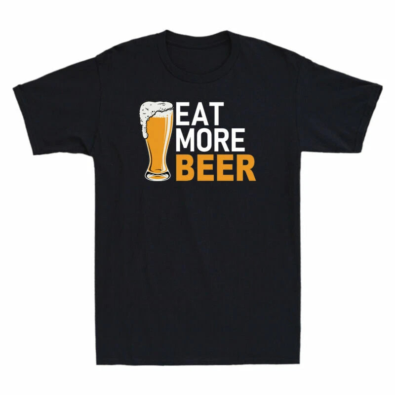 Lovers More Eat Sleeve Men's Gift Beer Cotton Short T-Shirt Beer Funny
