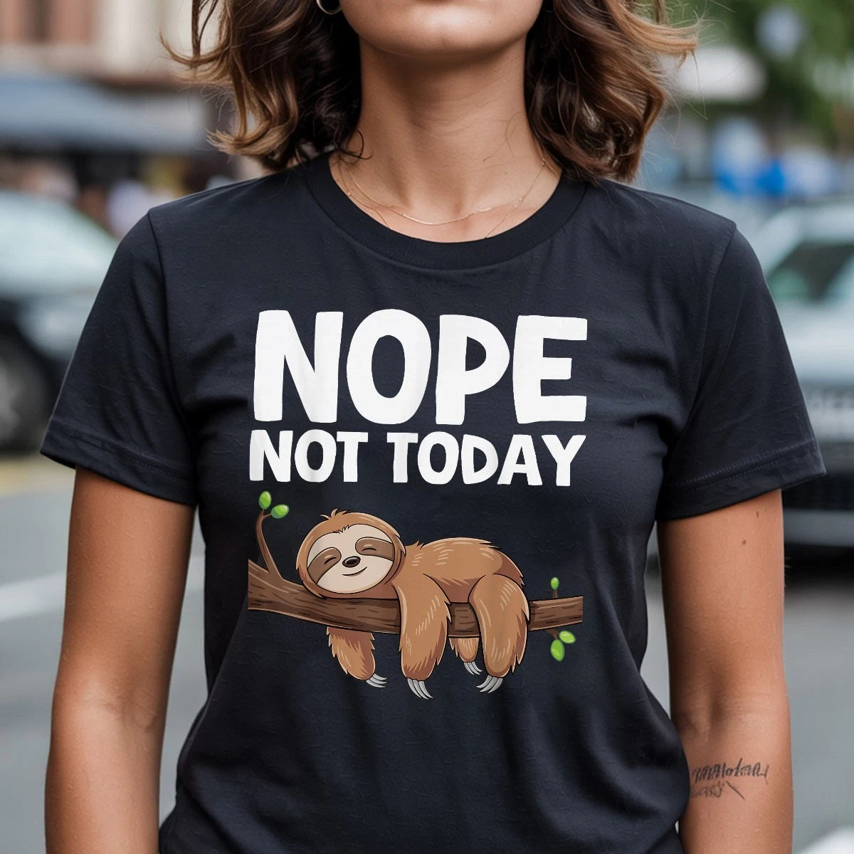 Nope Not Today Sloth Shirt - Funny Lazy Animal Gift Tee Graphic Shirt