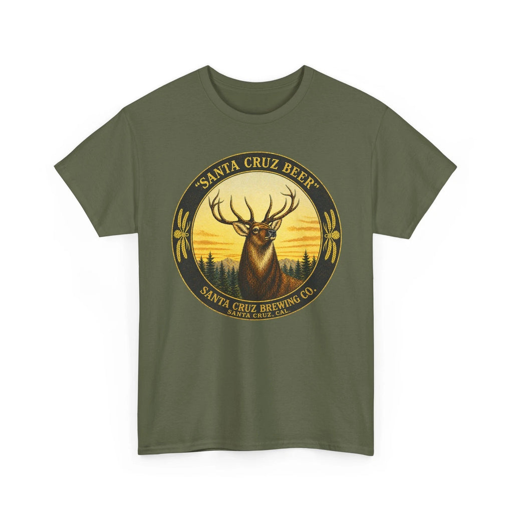 Santa Cruz Brewing Co. California Pre-Pro Beer Elk Buck Retro Breweriana T-Shirt