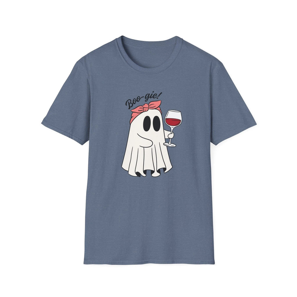 Boo-gie Ghost Unisex T-Shirt, Halloween Shirt, Cute Ghost Tee, Wine Lover