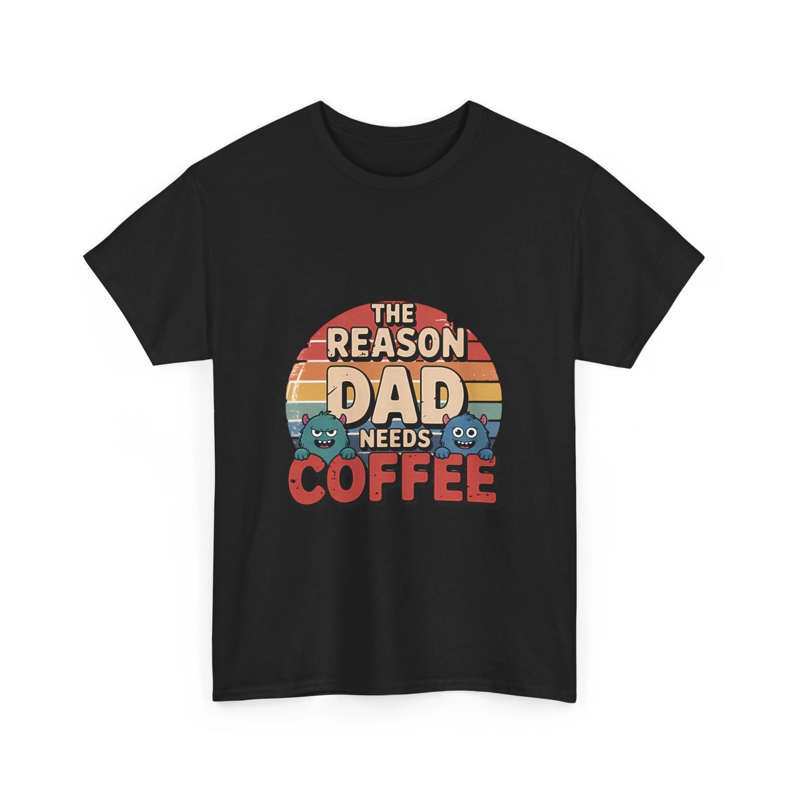 Dad Needs Coffee Funny Monster T-Shirt Retro Parenting Humor Graphic Tee