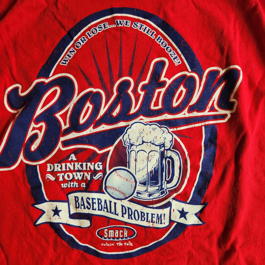 Men's XL T-Shirt Boston Smack Apparel Red Cotton, Beer And Baseball