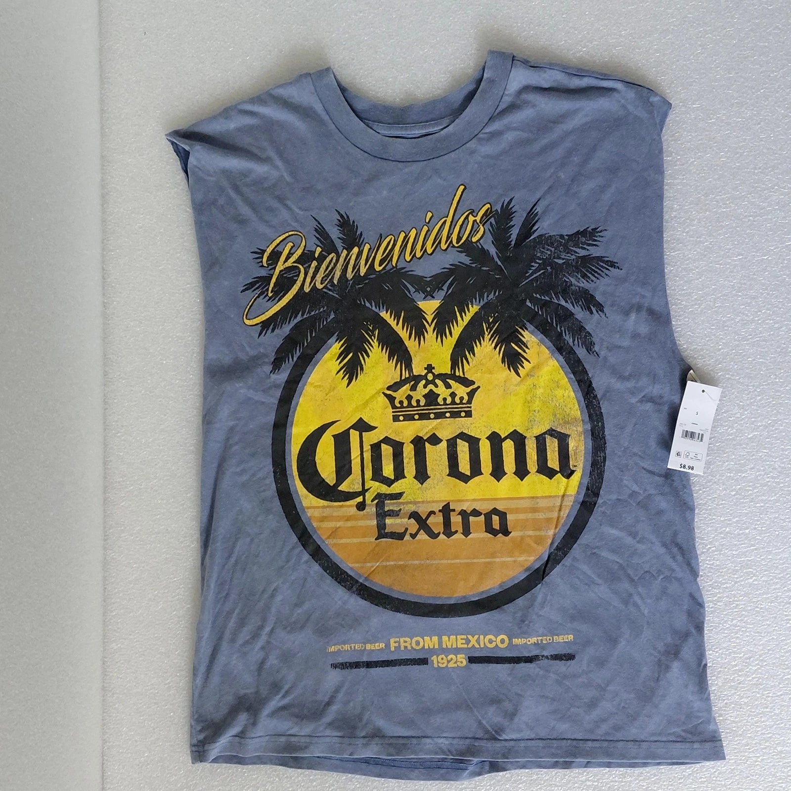 New Corona Extra Beer 2 Sided Palm Tree Beach Classic Logo Men's Muscle T-Shirt