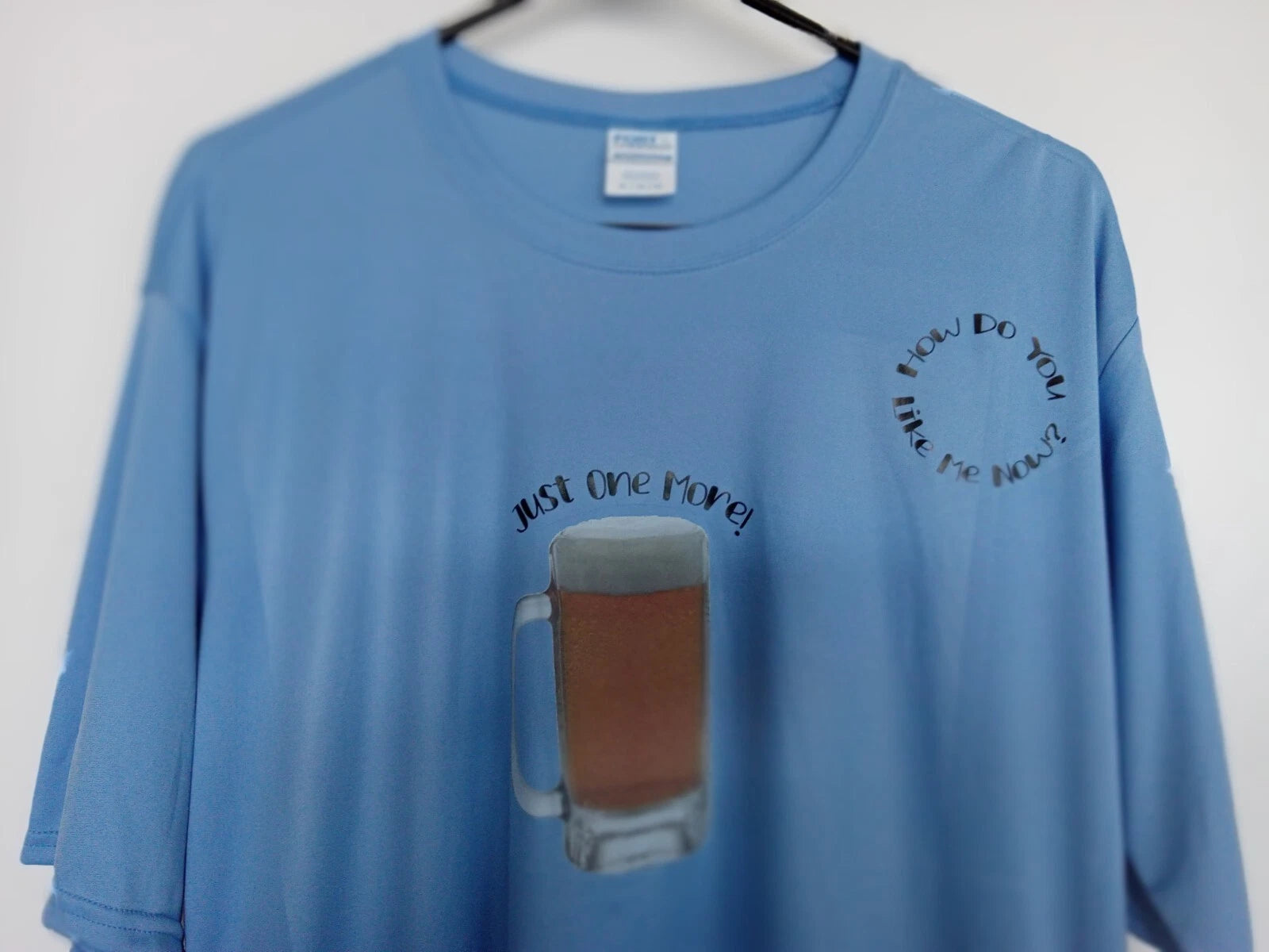 Sz XL lt blue funny beer t-shirt. See photos. By Port Company. Excellent cond