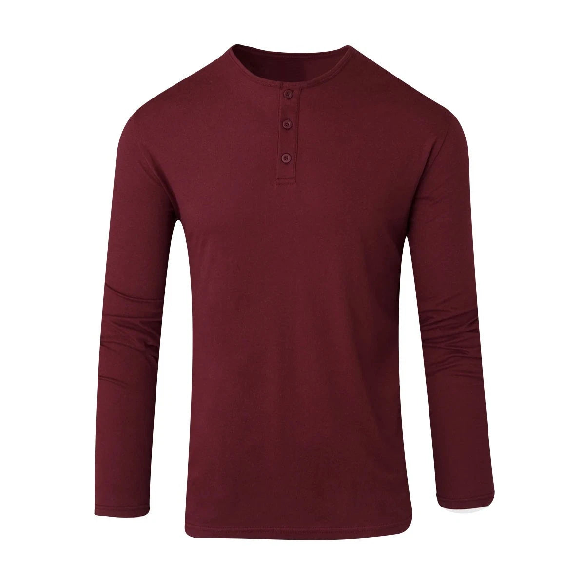 Men's Long Sleeve Plain Henley Grandad Collar T-Shirt Open Cuff Casual Tee Top