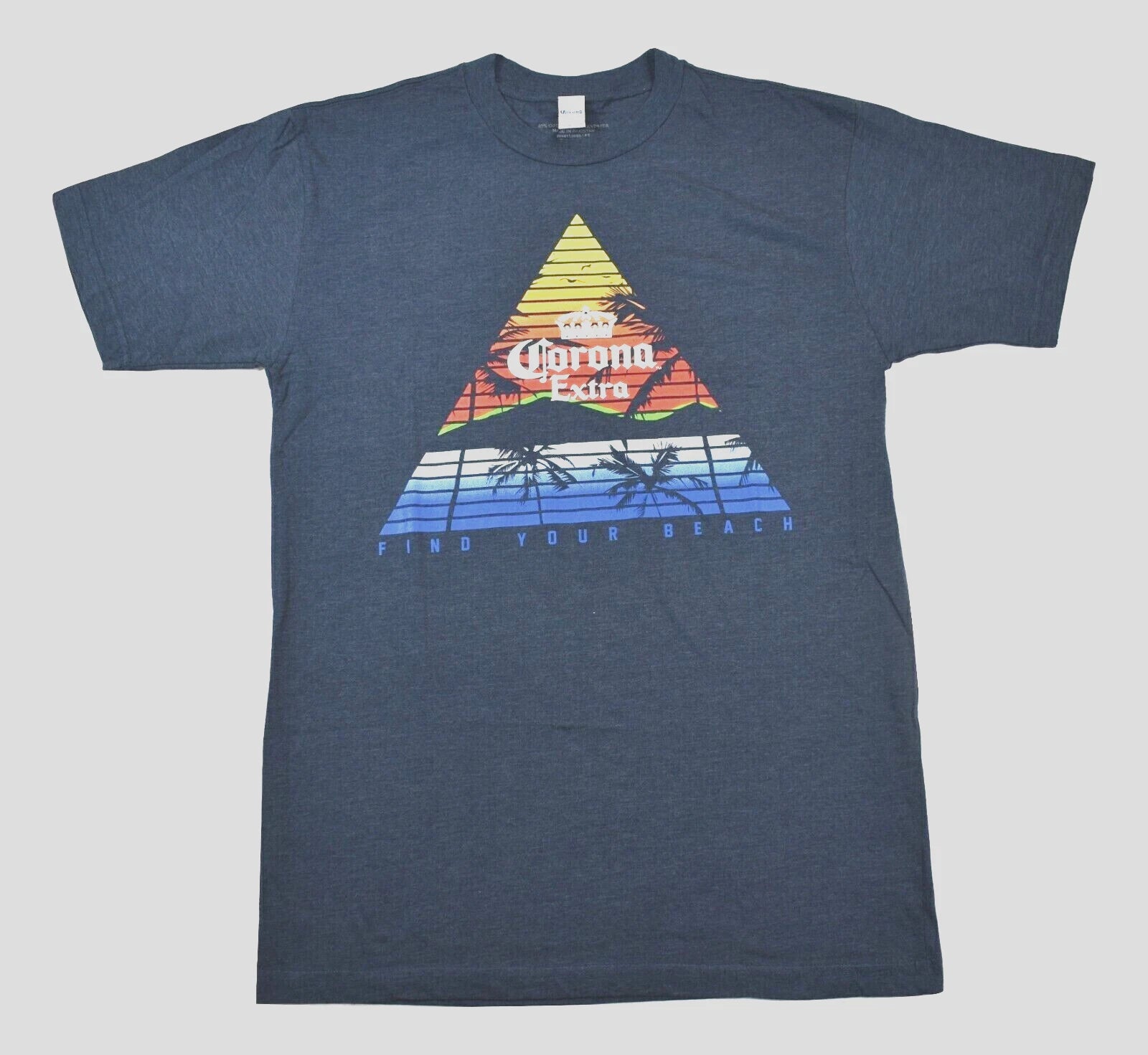 Corona Mens Big & Tall Find Your Beach Triangle Graphic Blue Shirt New LT