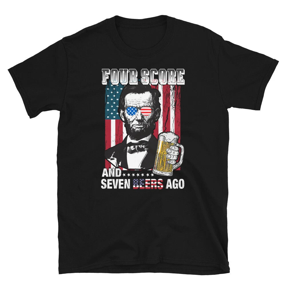Seven Beers July 4th of July  USA US Flag T-Shirt